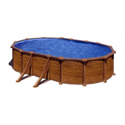 Piscina desmontable Sicilia ovalada imitación madera 500 x 300 x 120 cm