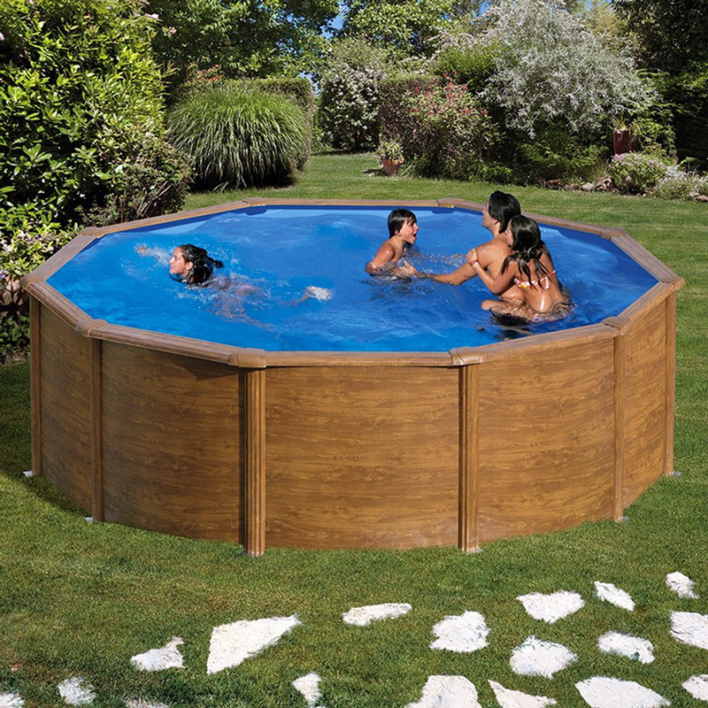 Piscina Desmontable Gre Pacific Circular de Acero Imitación Madera