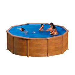 Piscina Desmontable Gre Pacific Circular de Acero Imitación Madera