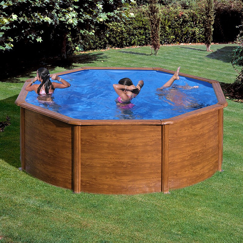 Piscina Desmontable Gre Sicilia Circular de Acero Imitación Madera