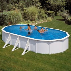 Above-ground pool Gre Fidji Ovalada Acero Chapa White