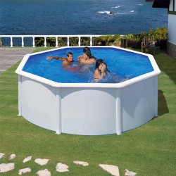 Above-ground pool Gre Fidji Circular Acero Chapa White