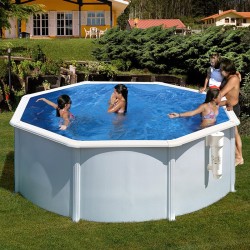 Above-ground pool Gre Bora Bora Circular Acero Chapa White