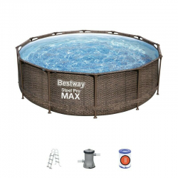 Piscina Desmontable Bestway Steel Pro MAX Rattan 366x100cm con Depuradora de Cartucho