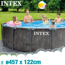 Piscina Intex Greywood Prism Frame 457x122cm con dep. cartucho y escalera 26742NP