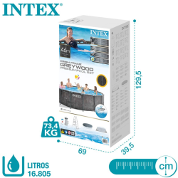 Piscina Intex Greywood Prism Frame 457x122cm con dep. cartucho y escalera 26742NP