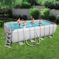 Piscina Bestway Power Steel 488x244x122 cm con Depuradora de Cartucho y Escalera