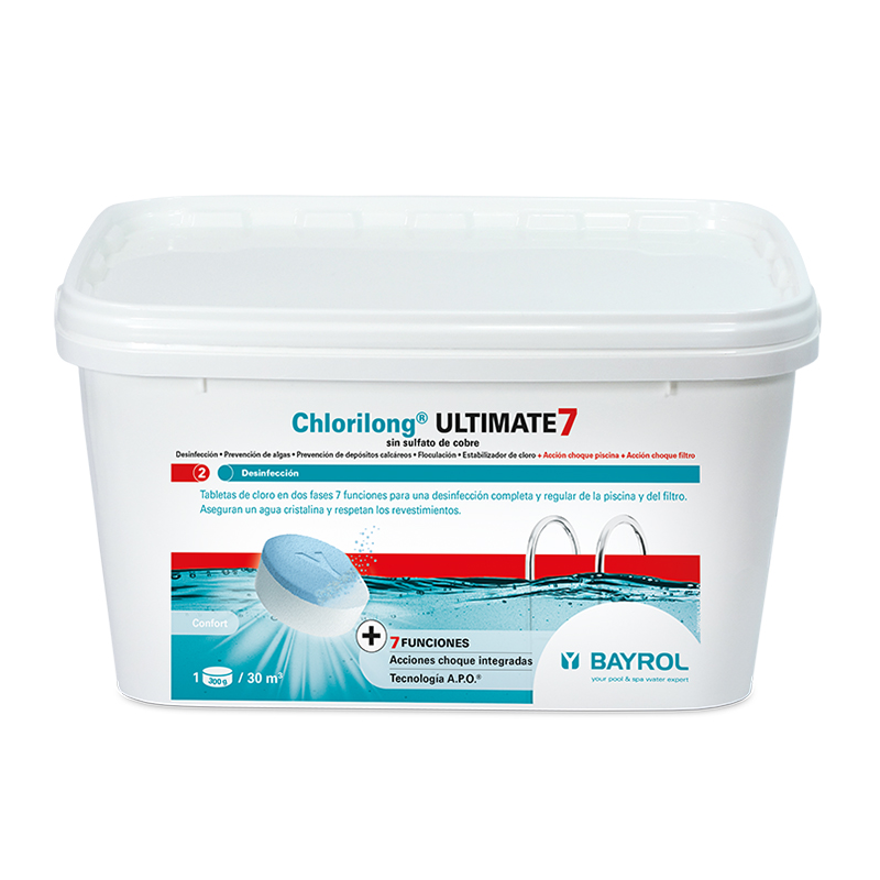 Cloro Multifunción Especial Liner Chlorilong Ultimate 7 Bayrol 4.8 Kg Tabl. 300gr