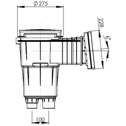 Skimmer 17,5L 6º Piscina Poliéster Tapa cuadrada. Blanco