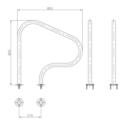 Salida piscina modelo 800 x 800 mm AstralPool Fijación mediante pletina