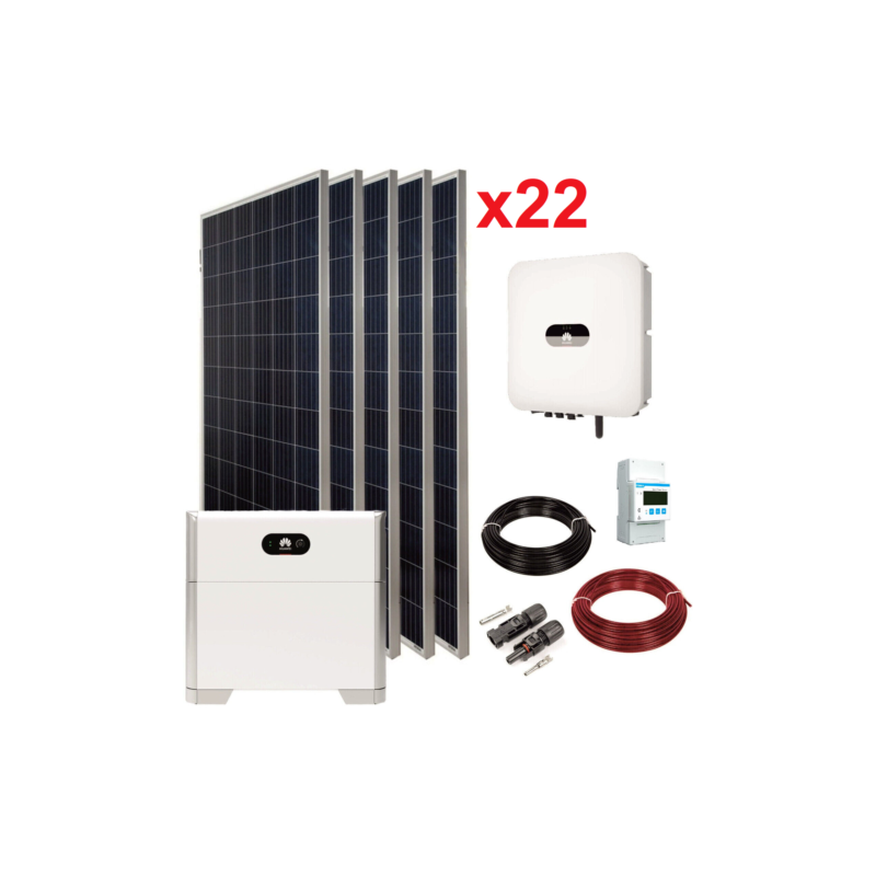 Kit Fotovoltaico con Inversor HUAWEI 10 kW KTL M1 Trifásico + 22 Paneles Solares + 1 Batería