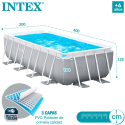 Pool INTEX Prism Frame 400x200x122cm Dep. Cartridge and Ladder 26790np