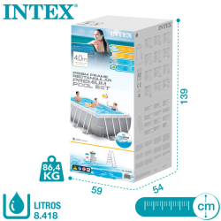 Pool INTEX Prism Frame 400x200x122cm Dep. Cartridge and Ladder 26790np