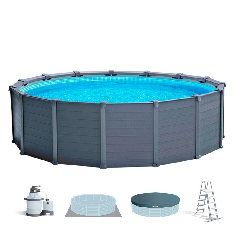 Piscina Intex Graphite Panel 478x124cm con depuradora arena y escalera 26384NP