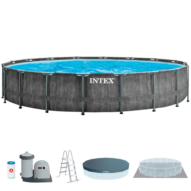 Piscina Intex Greywood Prism Frame 549x122cm con dep. cartucho y escalera 26744NP