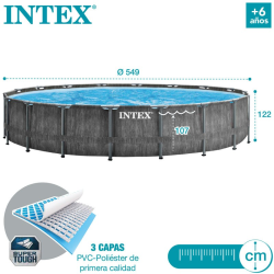 Pool Intex Greywood Prism Frame 549 x 122 cm with dep. cartridge and ladder 26744NP