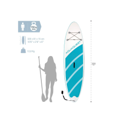 Tabla de Paddle Surf Hinchable Intex Máx. 150 Kg con remo, hinchador y mochila 320x81cm