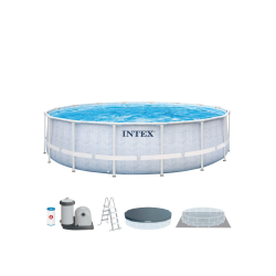 Piscina Intex Prism Frame Chevron Premium Ratan Ø488x122cm con dep. cartucho y Escalera 26746NP