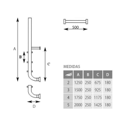 Escalera Sky diseño elegante acero inoxidable con 2 Peldaños