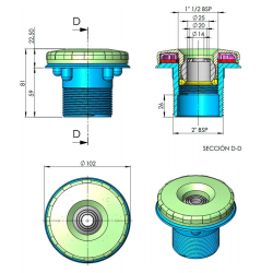 Boquilla impulsión Multiflow liner Parker AstralPool rosca exterior 2" y Ø interior 50 mm