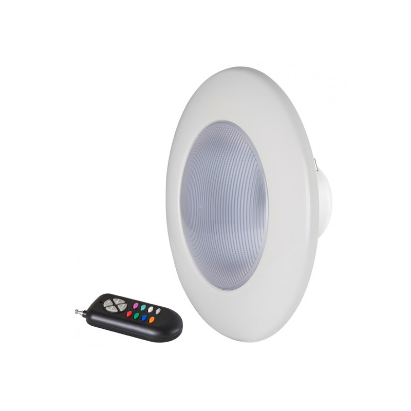 Proyector LED PAR56 RGB 15 W 900 Lúmenes con embellecedor blanco + mando 12VAC