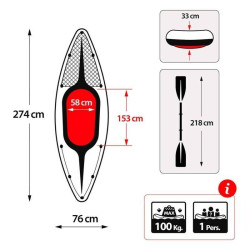 Kayak Recreo Inflatable INTEX Excursion Challenger k1 274x76x33 cm 68305np