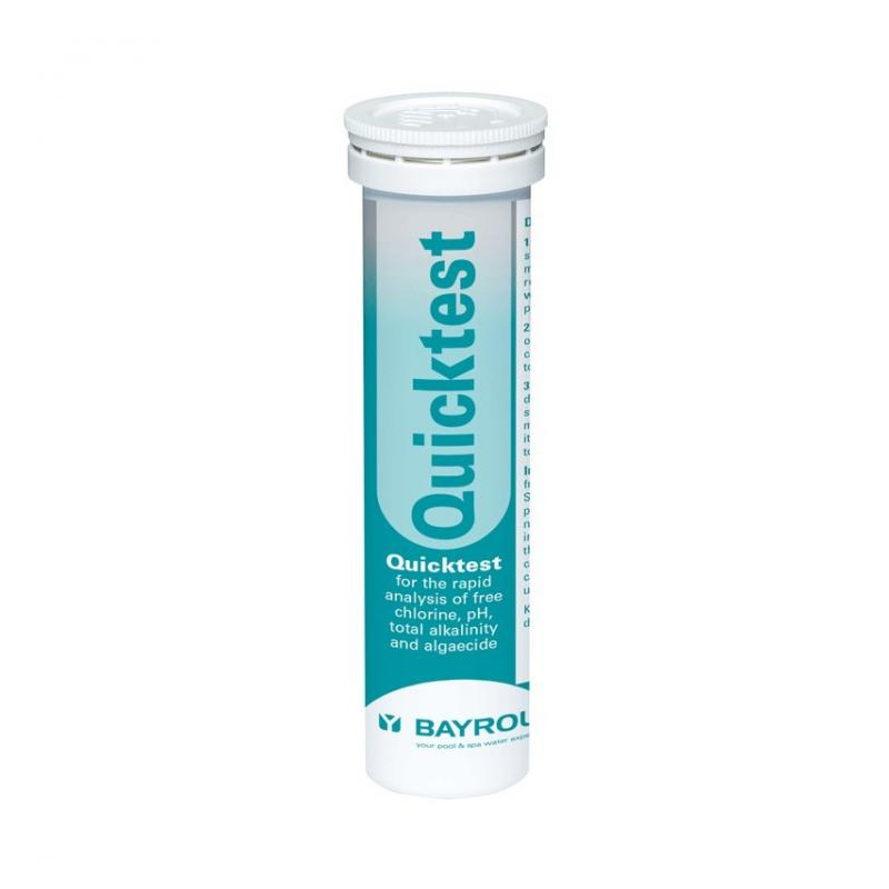 Tiras de Análisis QuickTest Blister 50 tiritas Bayrol (Cloro Libre, pH, Alcalinidad y Algicida)