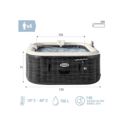 Spa Inflatable INTEX Purespa Greystone Deluxe bubbles 211x211x71cm 28450ex