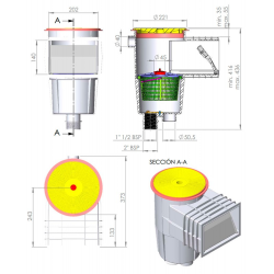 Skimmer 15 L boca standard tapa circular piscina hormigón AstralPool Blanco