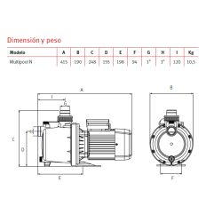Pump Centrífuga Multietapa Multipool N ESPA for Pool cleaner Hidráulico