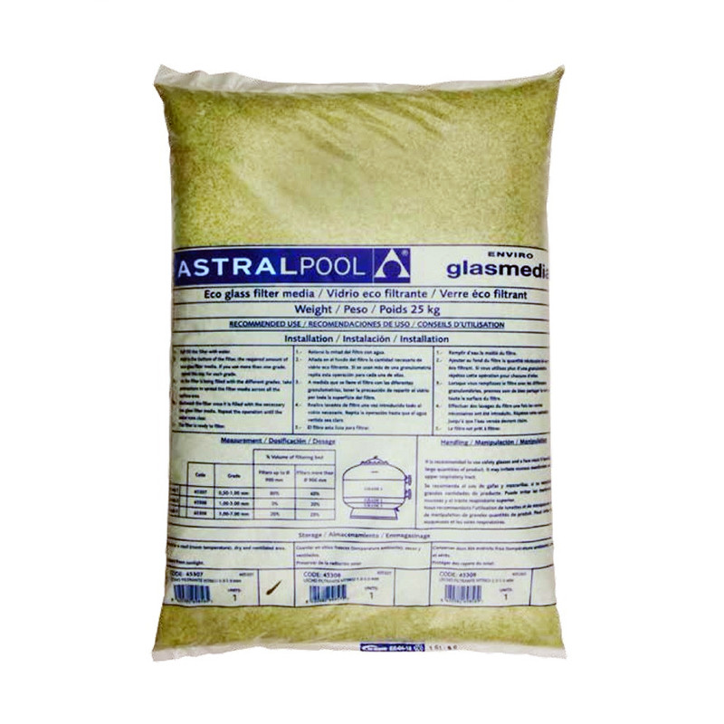 Lecho filtrante Vítreo ECO Astralpool (saco de 25 kg.)