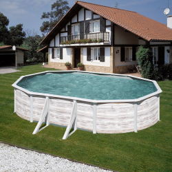 Above-Ground Pool GRE Finlandia Oval Wood Effect 120 cm Altura