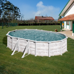 Above-Ground Pool GRE Groenlandia Oval Wood Effect 132 cm Altura