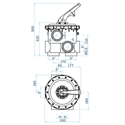 Multiport Valve AstralPool Magnum Side 3" Variante 5 Outlets threaded