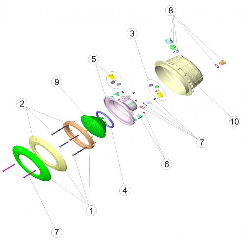 Proyector embellecedor INOX y Blanco (ref. 07837 y 07838)