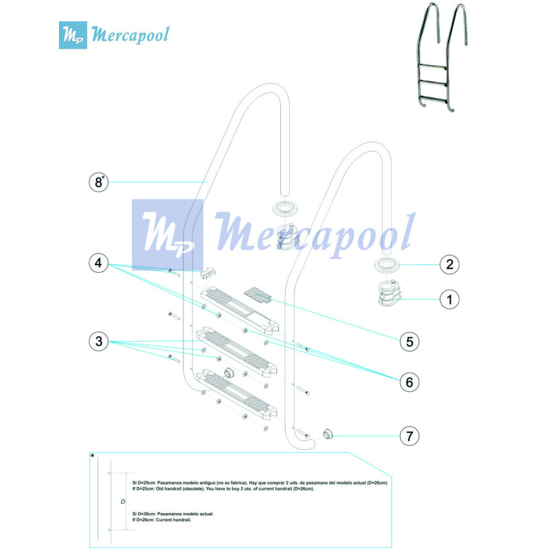 Escalera Astralpool Standar AISI 304, AISI 316