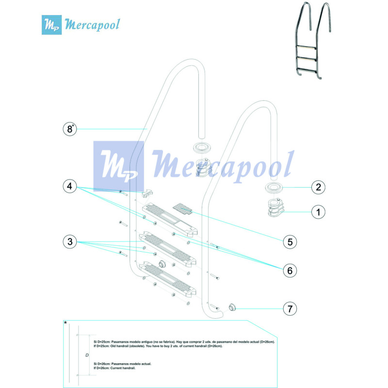 Recambios escaleras piscinas