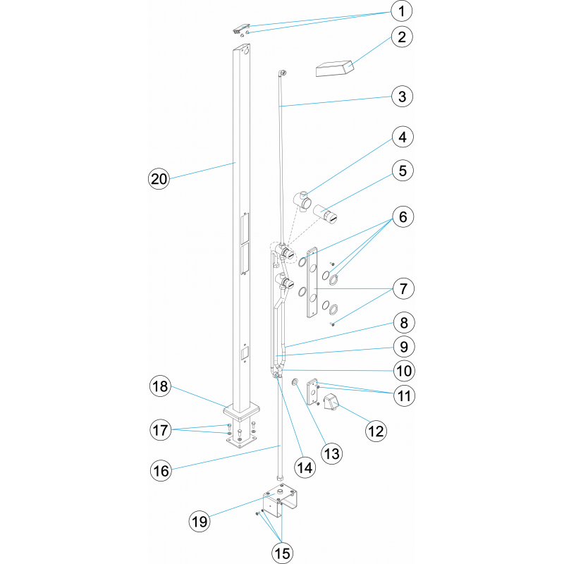 Ducha 1 rociador 2 pulsadores temporizado 1 lavapiés 59777