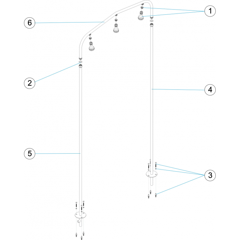 Túnel ducha de arco 3 y 5 rociadores 00100